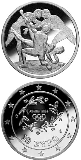 Olympische Zomerspelen Worstelen 10 euro Griekenland 2004 Proof